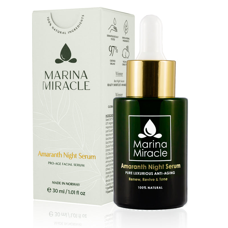 The Amaranth Night serum is an award winning serum for mature and dry skin that is organic and completely natural.