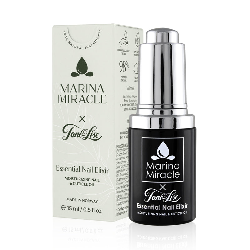 A nail oil that soothes sore and dry cuticles. It strengthens and smoothes the nail is completely natural and organic.